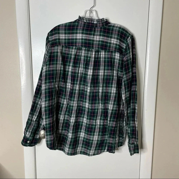 LOFT plaid ruffle preppy boho popover shirt top medium Girlhoodcore academia - Picture 4 of 10
